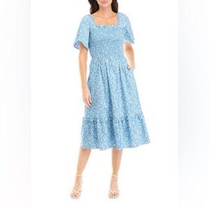 NWT Draper James Light Blue Floral Midi Dress